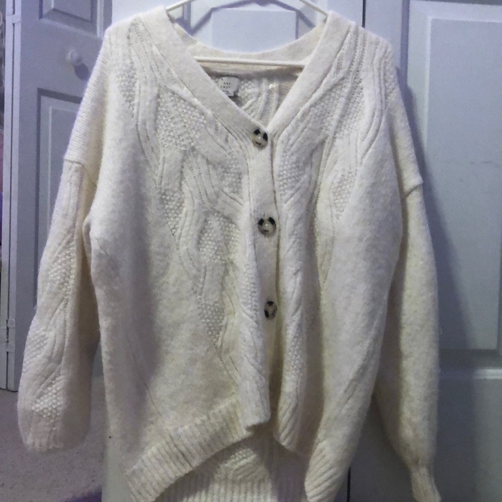 A New Day White Button Up Cardigan M